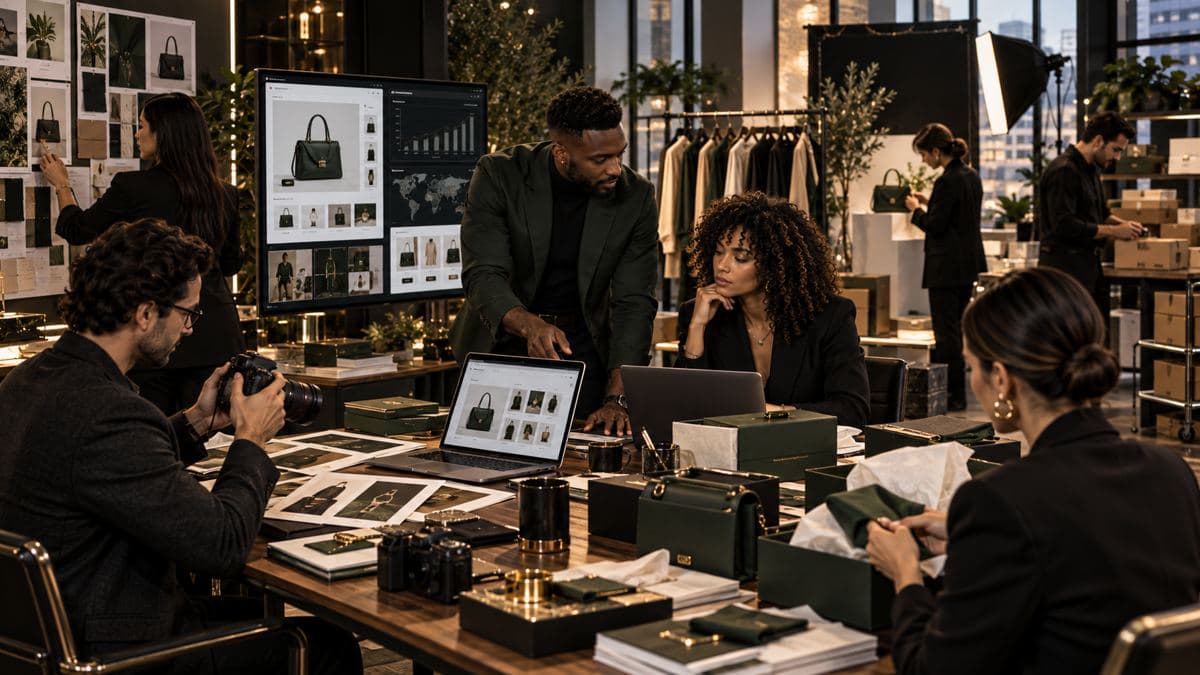 E-commerce creative studio coordinating merchandising, product photography, storefront design, and fulfillment